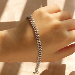 SparkleCrafter Pavé Curb Chain Bracelet | 5mm CZ in Sterling Silver